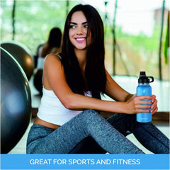 Swig Savvy Sports Water Bottle - 30oz, Vacuum Insulated Stainless Steel, Double Wall, Wide Mouth, 2 Leakproof Lids, Travel Thermos