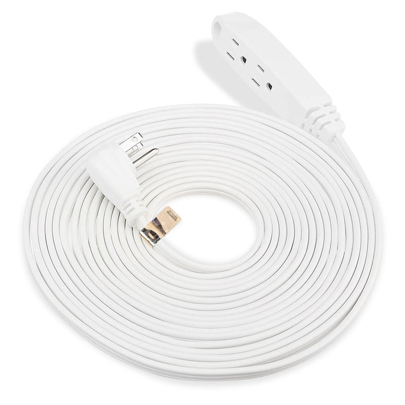 3-Prong Extension Cord with Multiple Outlets - Heavy-Duty, Flat Head Design, Ideal for Home, Garage, or Workshop - 16 AWG Indoor Extension Cord