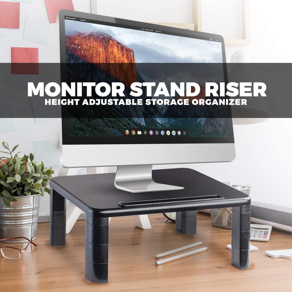 Office Riser Stand Adjustable Monitor Stand Riser for Computer Desk - Ergonomic Office St ...