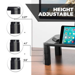 Adjustable Monitor Stand Riser for Computer Desk - Ergonomic Office Storage and Organizer