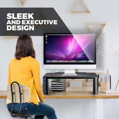 Adjustable Monitor Stand Riser for Computer Desk - Ergonomic Office Storage and Organizer