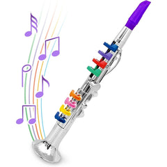 Beginner's Musical Wind Instruments Set for Kids - Clarinet, Saxophone, Trumpet - 3-Piece Combo with Color-Coded Keys and Teaching Songs