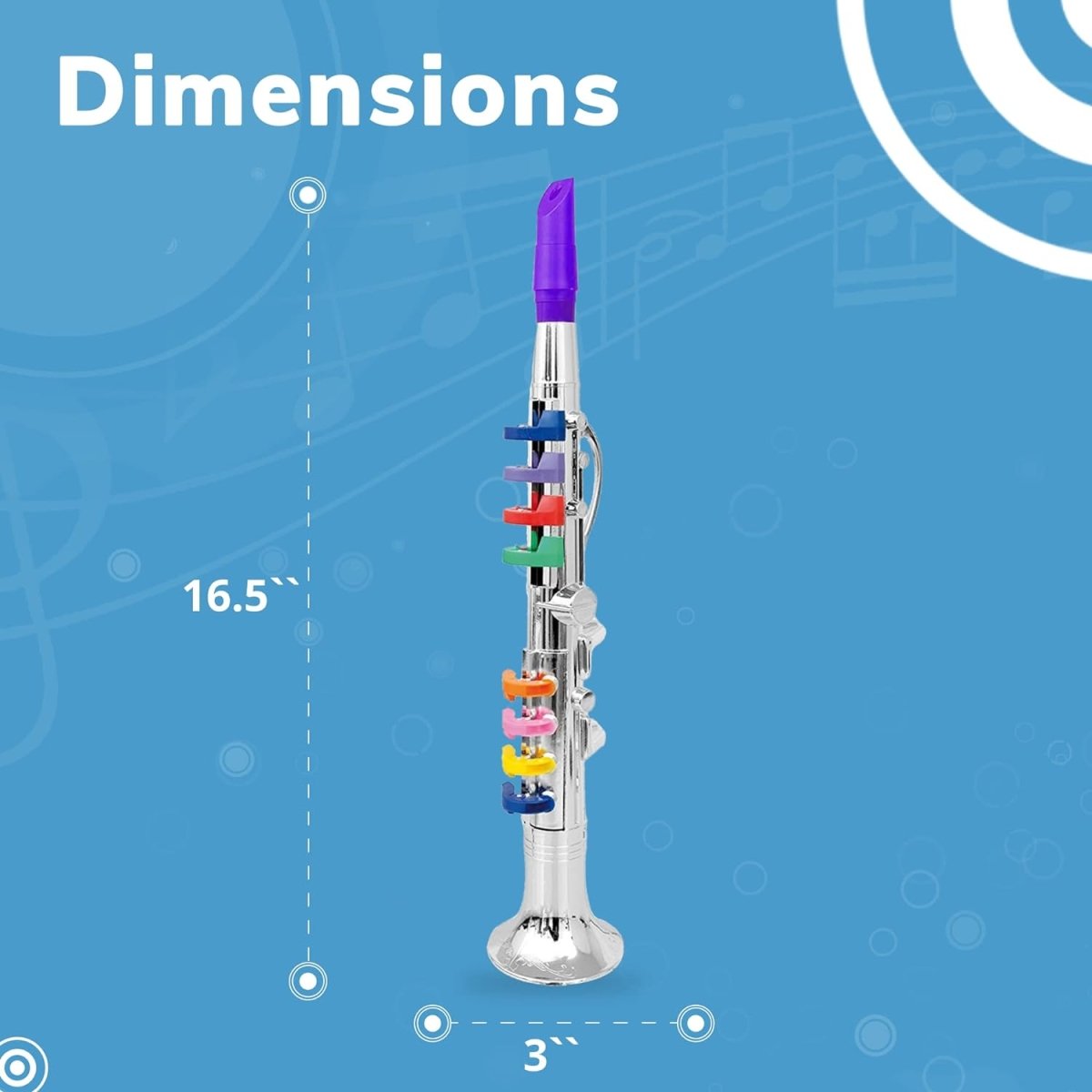 Beginner's Musical Wind Instruments Set for Kids - Clarinet, Saxophone, Trumpet - 3-Piece Combo with Color-Coded Keys and Teaching Songs
