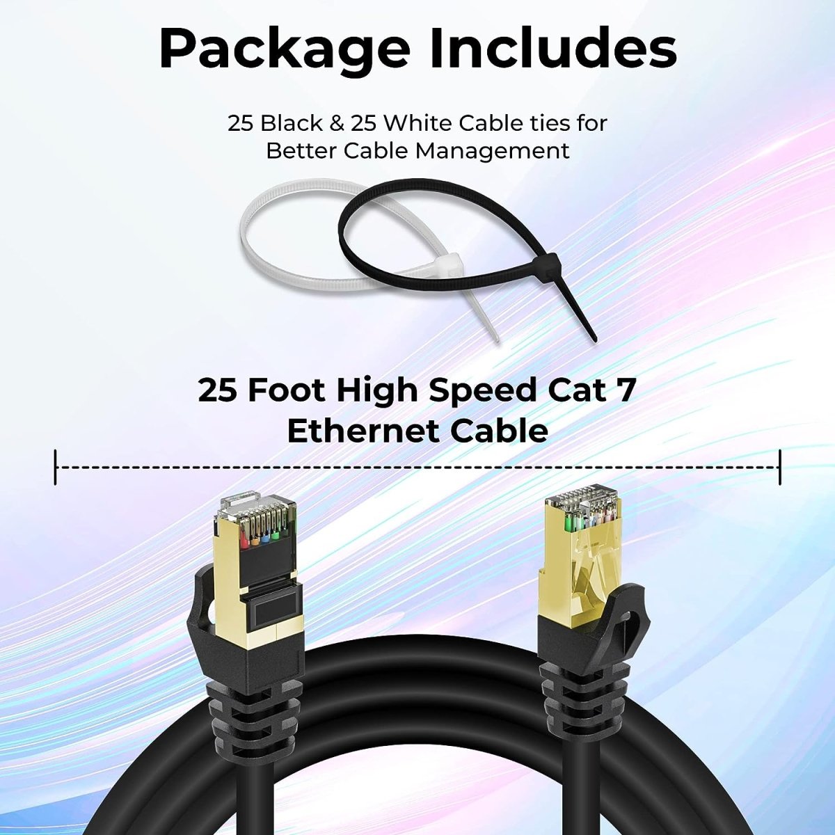 Cat 7 Ethernet Cable for Gaming - High-Speed LAN Network Patch Cord Wire, 10GBPS, 600MHz, Compatible with Router, Modem, PC, TV, and More, RJ45, 35 FT