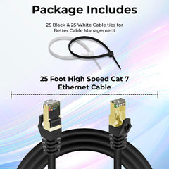 Cat 7 Ethernet Cable for Gaming - High-Speed LAN Network Patch Cord Wire, 10GBPS, 600MHz, Compatible with Router, Modem, PC, TV, and More, RJ45, 35 FT