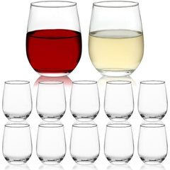 Chef's Star Stemless Wine Glasses - 15 oz Clear Glass Tumblers for Cocktails, Red Wine, and Scotch - Elegant, Stable Design for Homes and Bars