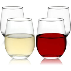 Chef's Star Stemless Wine Glasses - 15 oz Clear Glass Tumblers for Cocktails, Red Wine, and Scotch - Elegant, Stable Design for Homes and Bars