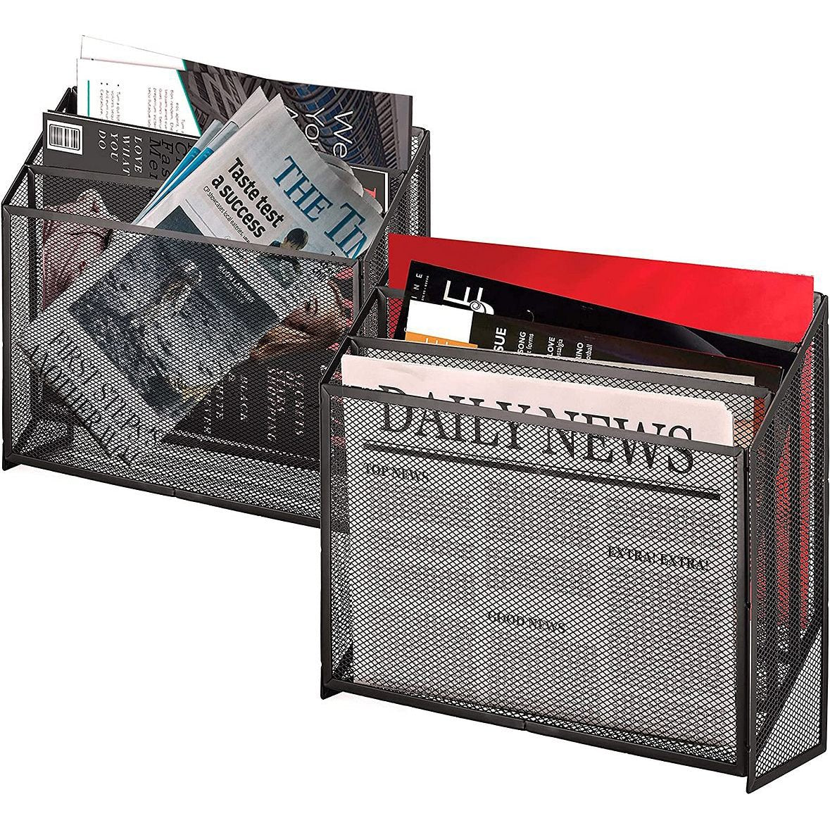 Desk Mail Organizer for Countertops - Mesh Bill Holder, File and Letter Organizer - Perfect for Home, Work, or Classroom - Black
