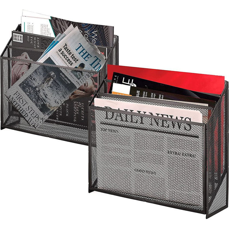 Desk Mail Organizer for Countertops - Mesh Bill Holder, File and Letter Organizer - Perfect for Home, Work, or Classroom - Black