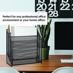 Desk Mail Organizer for Countertops - Mesh Bill Holder, File and Letter Organizer - Perfect for Home, Work, or Classroom - Black
