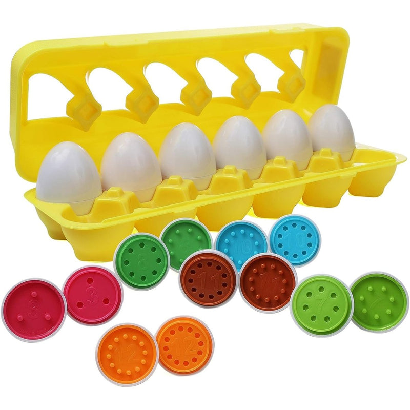 Educational Matching Eggs Set for Toddlers - 12 Colorful Eggs with Numbers, Fun Learning Toy!