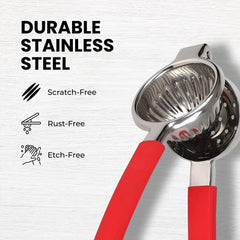 Effortless Citrus Juicing with Chef's Star Stainless Steel Lemon Squeezer - Rust-Proof Manual Citrus Juicer for Lemons, Limes, and Small Oranges, Small