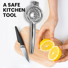 Effortless Citrus Juicing with Chef's Star Stainless Steel Lemon Squeezer - Rust-Proof Manual Citrus Juicer for Lemons, Limes, and Small Oranges, Small