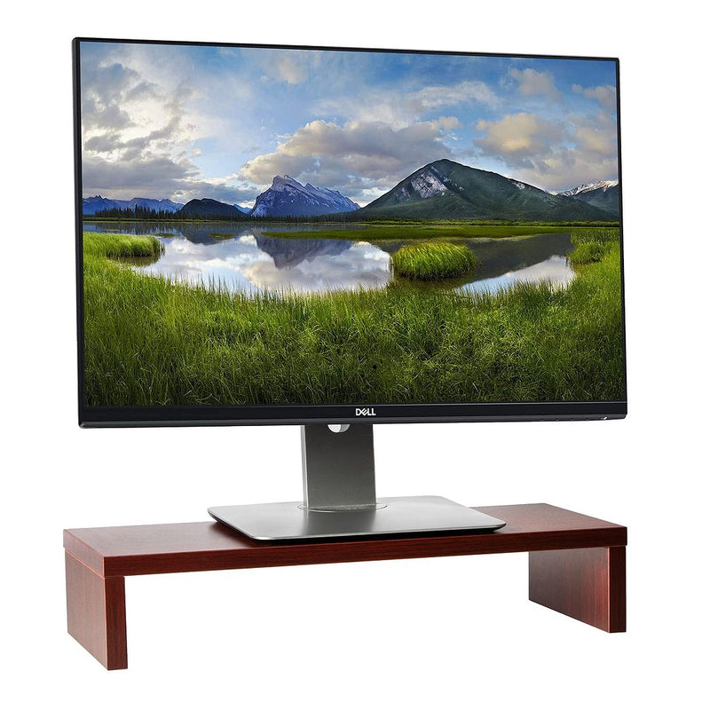 Elevate Your Workspace with the Halter Computer Desk Workstation Monitor Stand  Cherry Finish