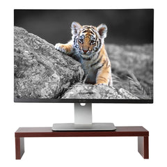 Elevate Your Workspace with the Halter Computer Desk Workstation Monitor Stand  Cherry Finish