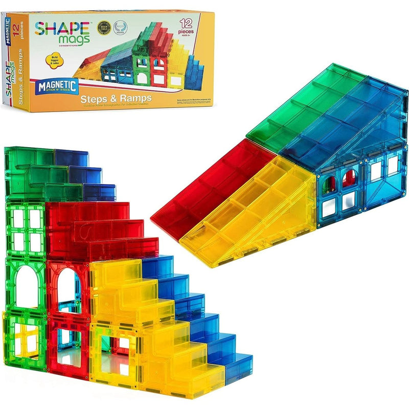 Enhance Building Adventures with the Magnetic Stick N Stack 12-Piece Steps & Ramps Set