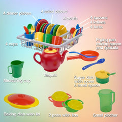 Enhance Playtime with the IQ Toys 40-Piece Play Dishes Set: Unbreakable Pretend Play Cookware for Toddlers' Kitchen Adventures
