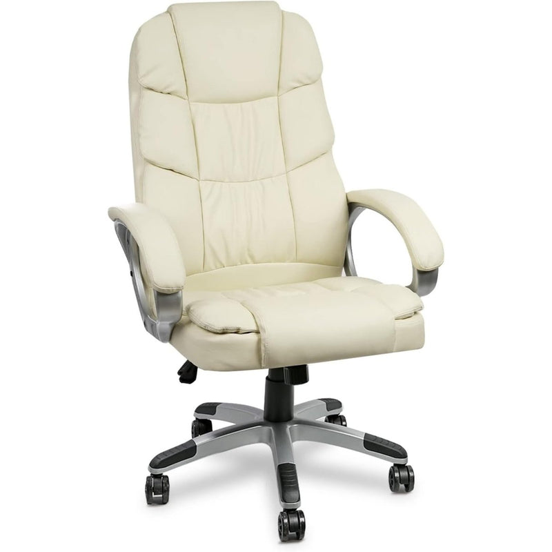 Ergonomic High Back Executive Office Chair for Work and Gaming, Lumbar Support, Adjustable Tilt, Swivel Base, All-Day Comfort, Beige