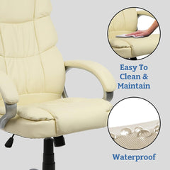 Ergonomic High Back Executive Office Chair for Work and Gaming, Lumbar Support, Adjustable Tilt, Swivel Base, All-Day Comfort, Beige