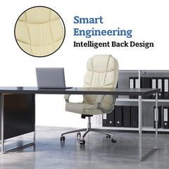 Ergonomic High Back Executive Office Chair for Work and Gaming, Lumbar Support, Adjustable Tilt, Swivel Base, All-Day Comfort, Beige