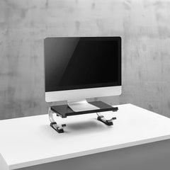 Ergonomic Vented Monitor Stand with Adjustable Rocker - Ideal for Home Office, Laptop, Monitor, and Printer Riser - Supports 50 lbs
