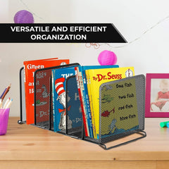 File Organizer 5 Sections - Mesh Metal File Holder Storage for Home and Office Desk Organizer (2 Pack)