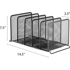 File Organizer 5 Sections - Mesh Metal File Holder Storage for Home and Office Desk Organizer (2 Pack)