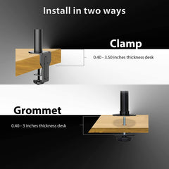 Gas Spring Desk Mount Monitor Stand - Adjustable Height Articulating Arm for 10"-27" LED/LCD/PDP Monitors - VESA 100x100 and 75x75 Compatible - 16 lb Capacity - Single Arm