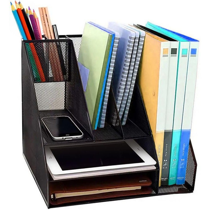 Halter Premium Black Mesh Desk Organizer and Workspace Storage Solution for Home or Office
