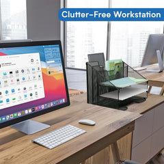 Halter Premium Black Mesh Desk Organizer and Workspace Storage Solution for Home or Office