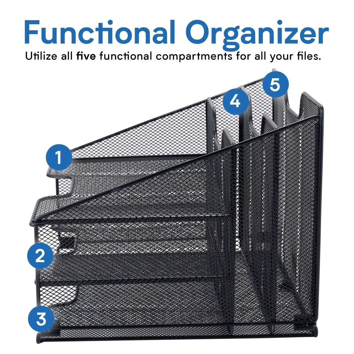 Halter Premium Black Mesh Desk Organizer and Workspace Storage Solution for Home or Office