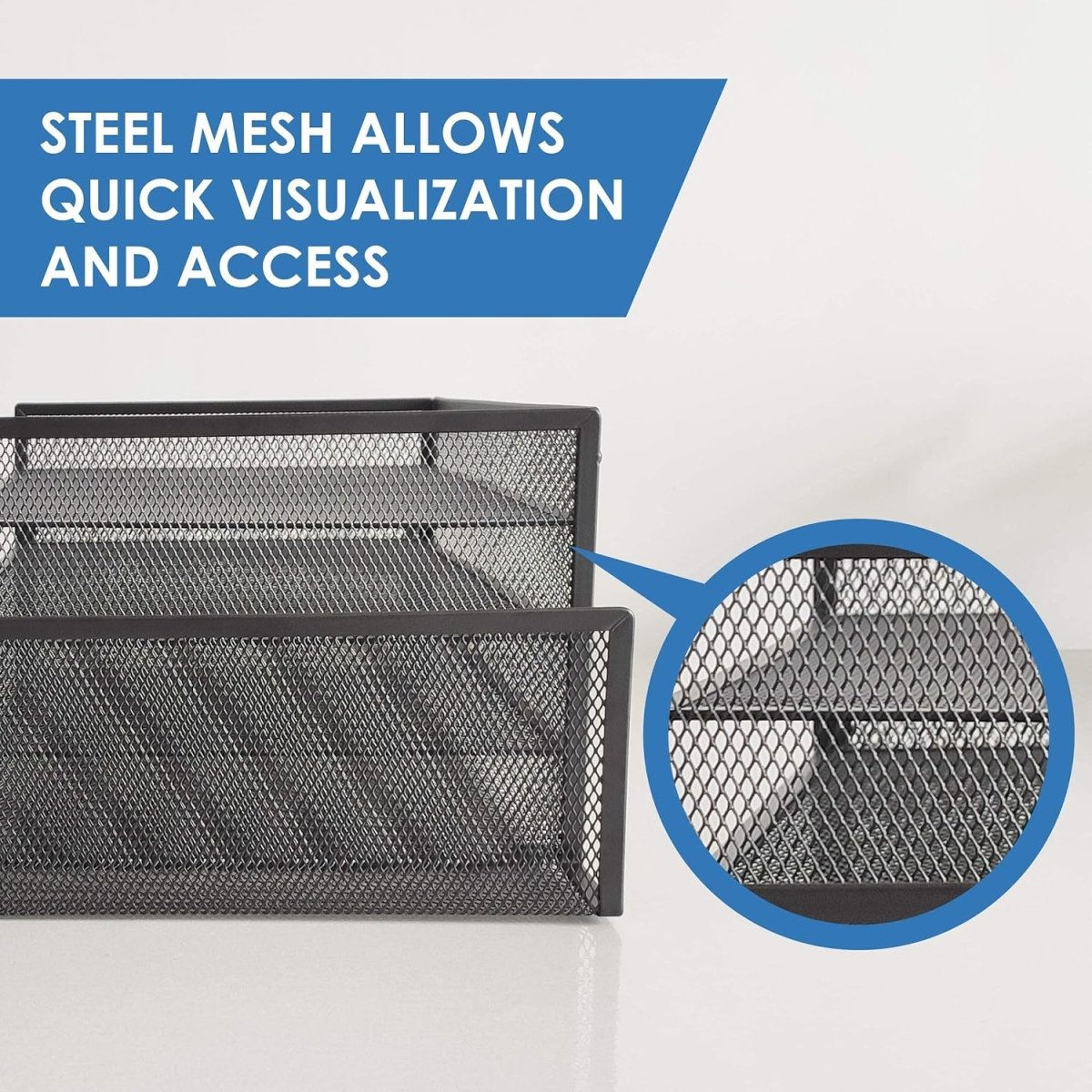 Halter Premium Black Mesh Desk Organizer and Workspace Storage Solution for Home or Office