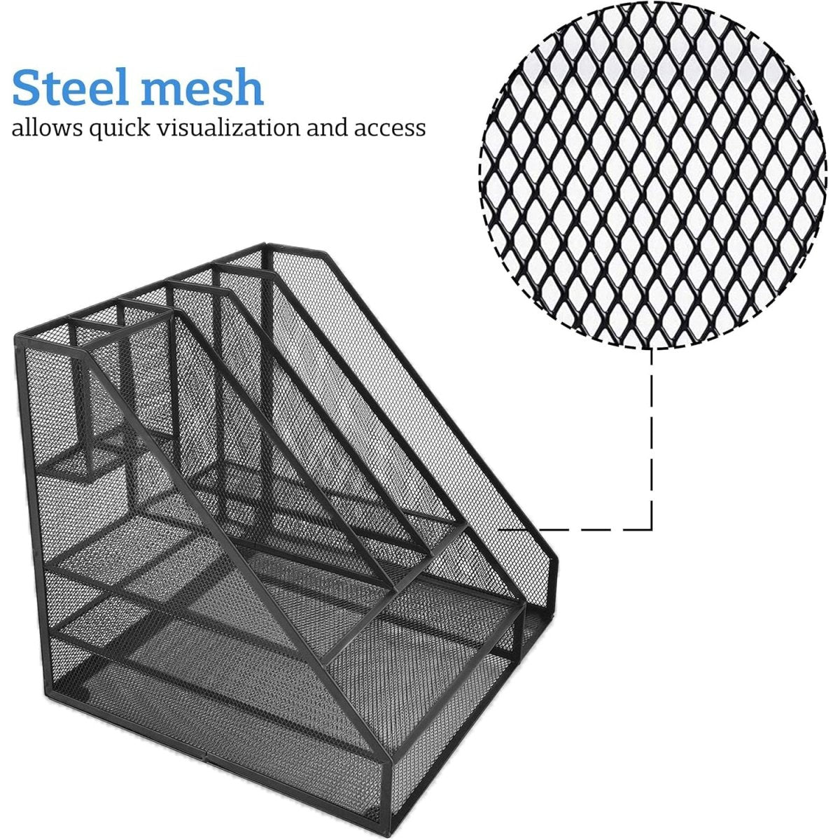 Halter Premium Black Mesh Desk Organizer and Workspace Storage Solution for Home or Office