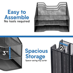 Halter Premium Black Mesh Desk Organizer and Workspace Storage Solution for Home or Office
