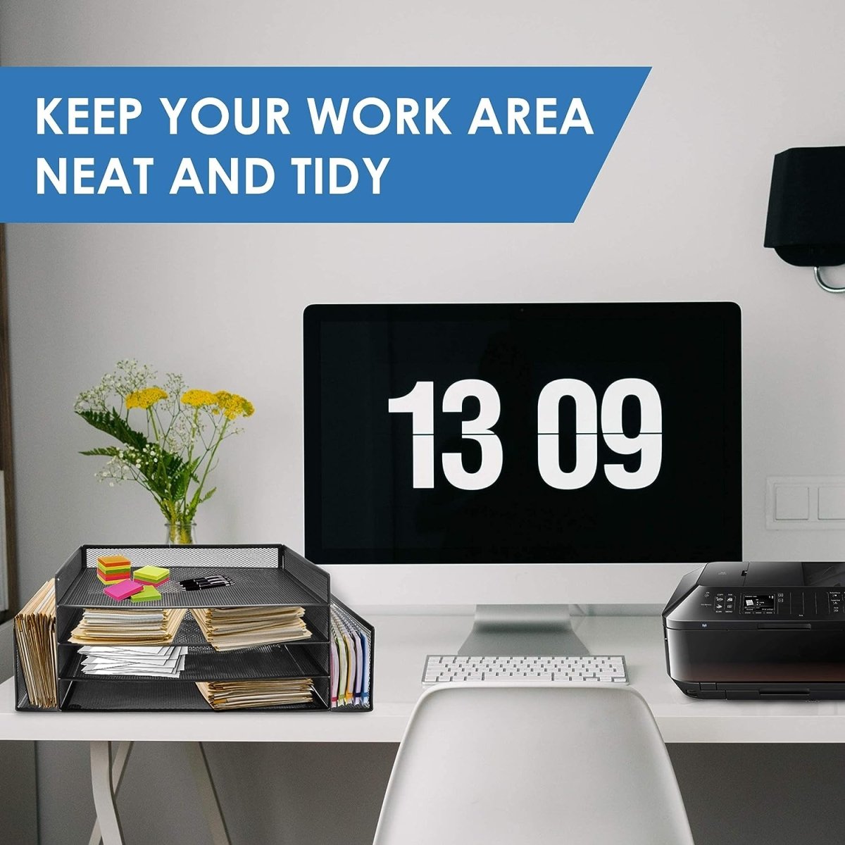 Halter Premium Black Mesh Desk Organizer and Workspace Storage Solution for Home or Office