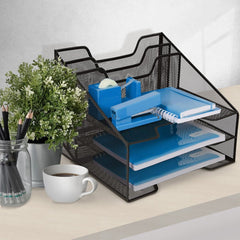 Halter Premium Black Mesh Desk Organizer and Workspace Storage Solution for Home or Office