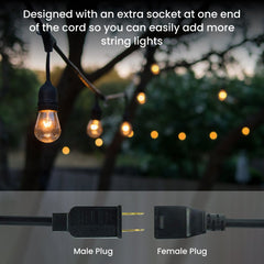 Illuminate Your Space with 48-Foot Outdoor String Lights  Perfect for Porch, Garden, or Patio Decor
