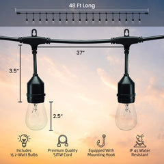 Illuminate Your Space with 48-Foot Outdoor String Lights  Perfect for Porch, Garden, or Patio Decor