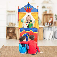 IQ Toys Deluxe Puppet Theater - Sturdy, Foldable, and Colorful Puppet Show Stage for Kids