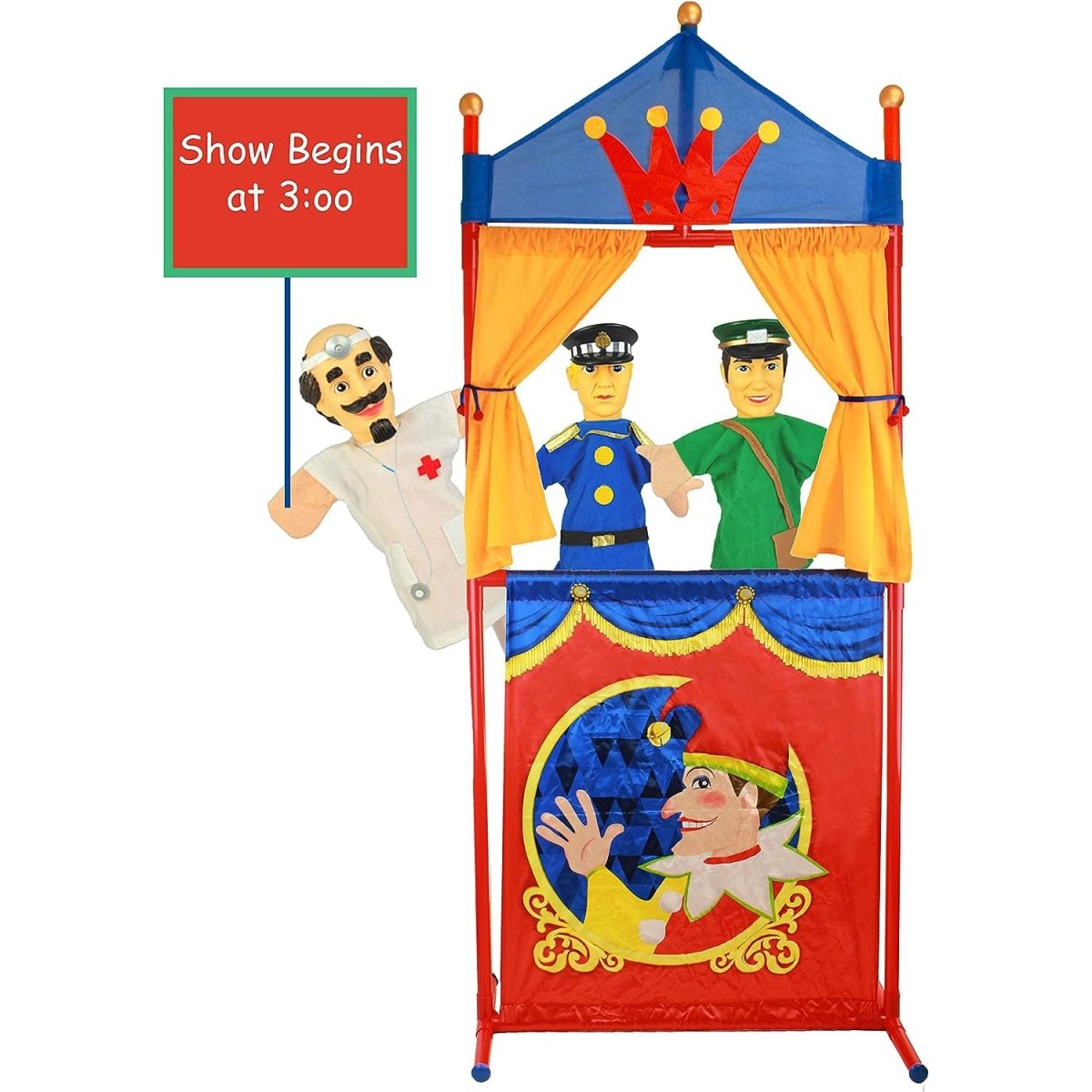 IQ Toys Deluxe Puppet Theater - Sturdy, Foldable, and Colorful Puppet Show Stage for Kids