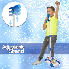 Karaoke Disco Light Adjustable Mic & Speaker Stand - Blue