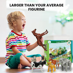 Large Farm Animal and Safari Figurines Set for Toddlers - Realistic Animal Figures, Perfect for Imaginative Play and Education