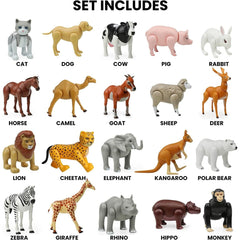 Large Farm Animal and Safari Figurines Set for Toddlers - Realistic Animal Figures, Perfect for Imaginative Play and Education