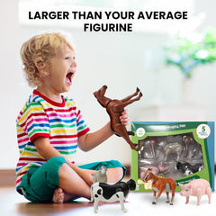 Large Farm Animal and Safari Figurines Set for Toddlers - Realistic Animal Figures, Perfect for Imaginative Play and Education