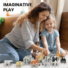 Large Farm Animal and Safari Figurines Set for Toddlers - Realistic Animal Figures, Perfect for Imaginative Play and Education