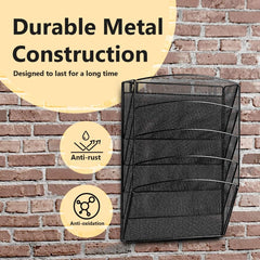 Modern 5-Tier Mesh Hanging File Organizer for Office and Home - Wall Mounted Document Holder