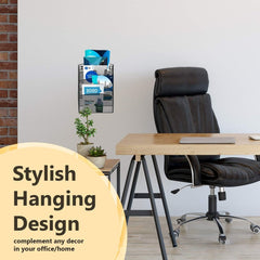 Modern 5-Tier Mesh Hanging File Organizer for Office and Home - Wall Mounted Document Holder