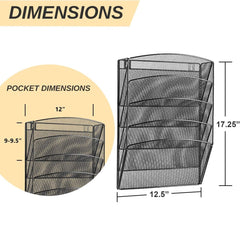 Modern 5-Tier Mesh Hanging File Organizer for Office and Home - Wall Mounted Document Holder
