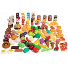 Play Food Set for Kids Kitchen - 120-Piece Pretend Toddler Play Food Assortment with Fruits, Vegetables, Cooked Items, and Accessories