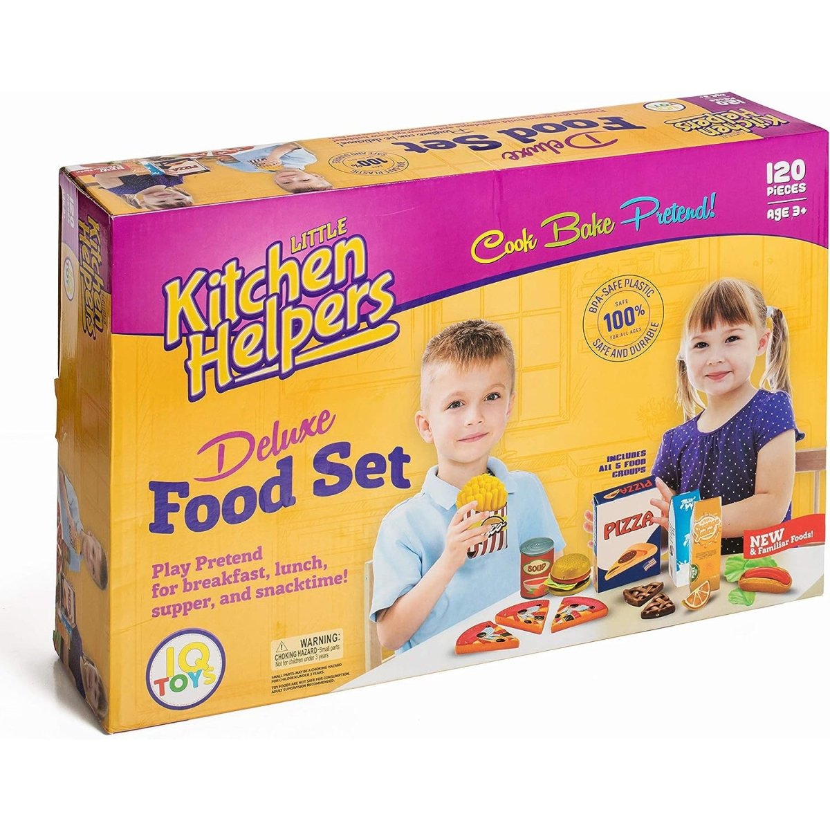 Play Food Set for Kids Kitchen - 120-Piece Pretend Toddler Play Food Assortment with Fruits, Vegetables, Cooked Items, and Accessories